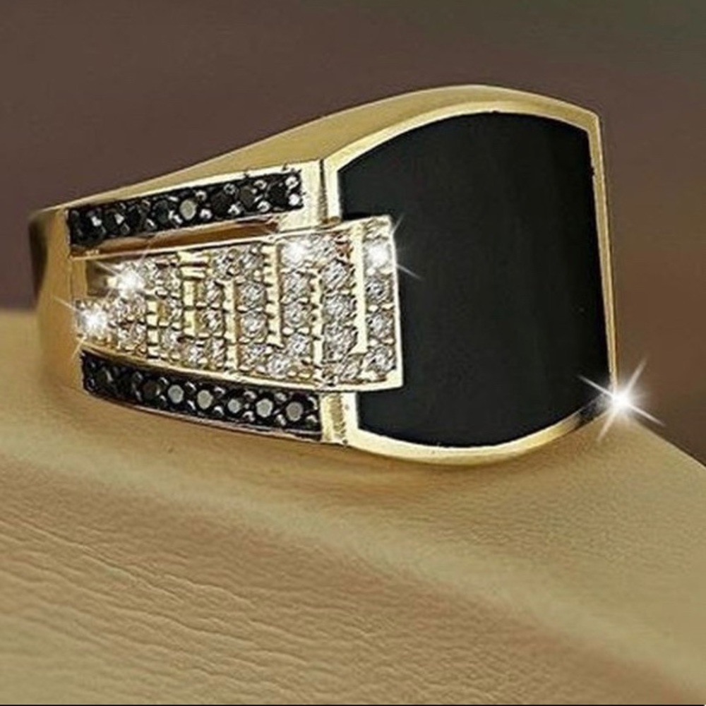 Classic Men's Fashion Black Sapphire Ring - Picture 1 of 4
